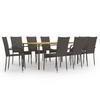 VidaXL 9-Piece Garden Dining Set Outdoor Patio Dining Furniture Table and Chairs 3072504