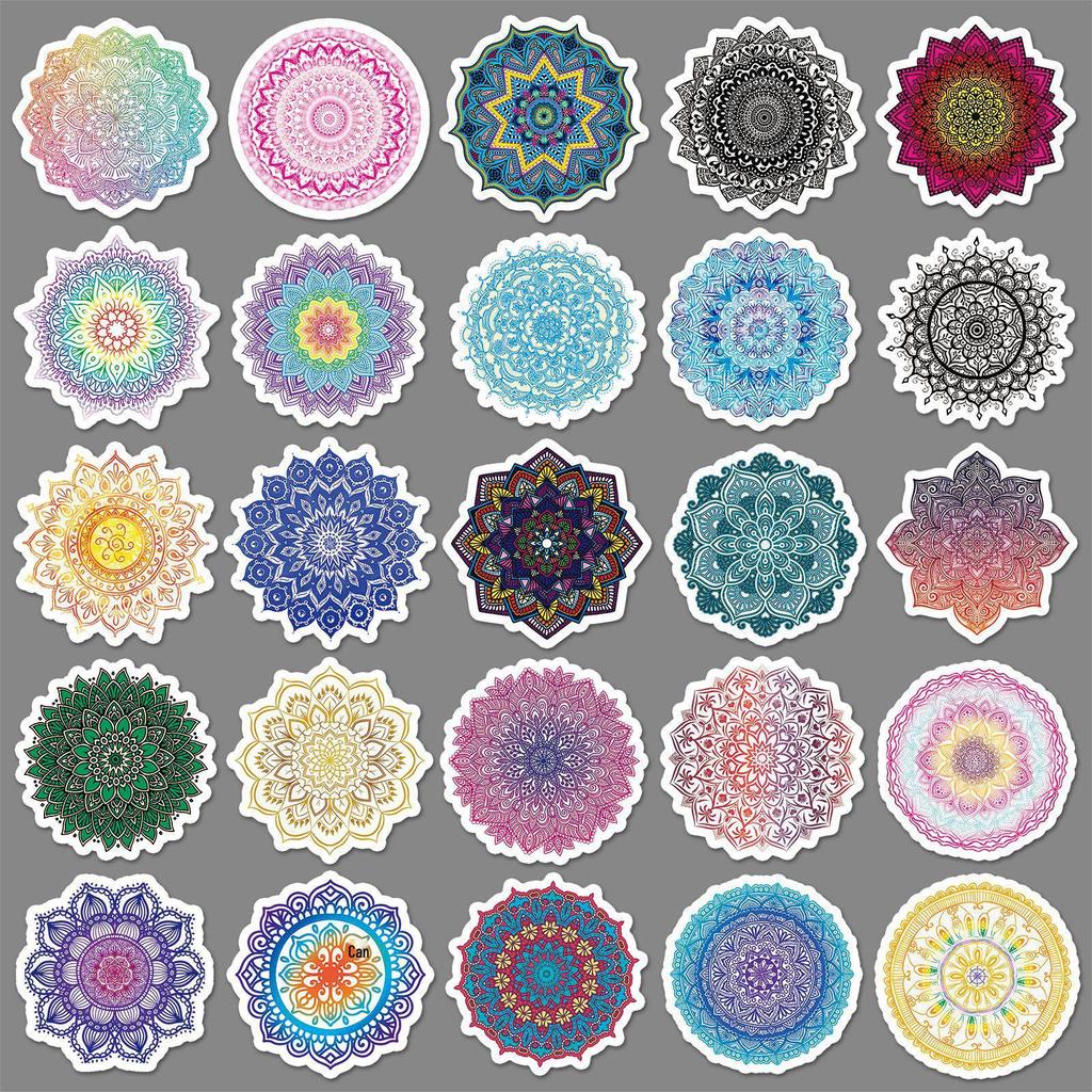 50 Mandala Doodle Retro Creative DIY Waterproof Stickers for Phone Cases and Luggage