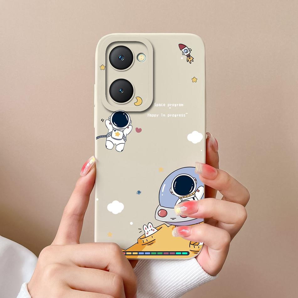 Phone Cases For Vivo Y03 4G Flowers Soft Liquid Silicone Camera Lens Premium Protection Back Covers For Vivo Y 03 Funda Carcasa