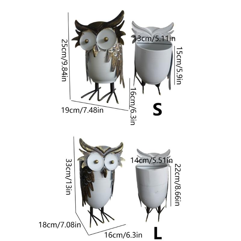 Lightweight Iron Owl Planter Flower Pot Easy to Move for Indoor or Outdoor Garden Decoration Multipurpose Planting Option