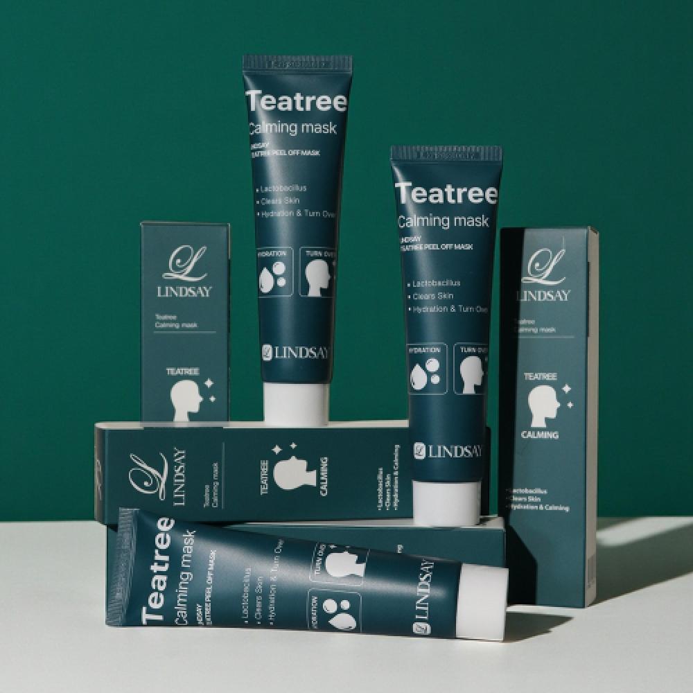 Lindsay Cooling Calming Moisturizing Turnovers Tea Tree Calming Mask Peel Off Pack 70ml+free Pack Brush
