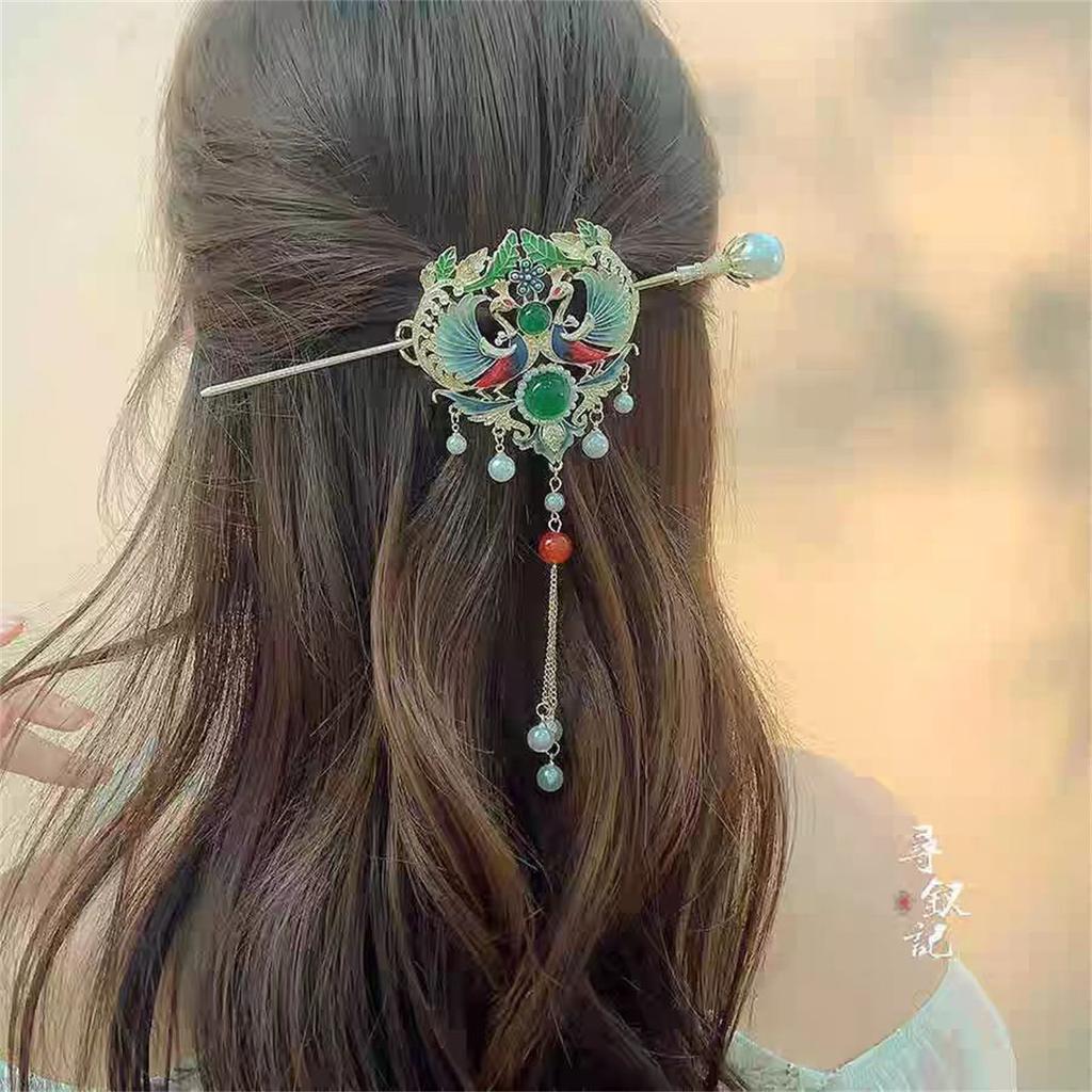 Neuer chinesischer Stil Phönix-Quasten-Haarnadel für Frauen, Haarnadel im antiken Stil mit Haarschmuck, Haargummiset mit hoher Elastizität.