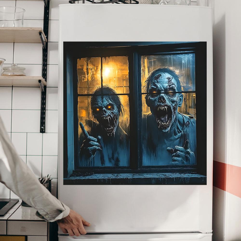 Zombie Halloween Horror Fake Window Pattern Wall Pasting Sticker Decorative
