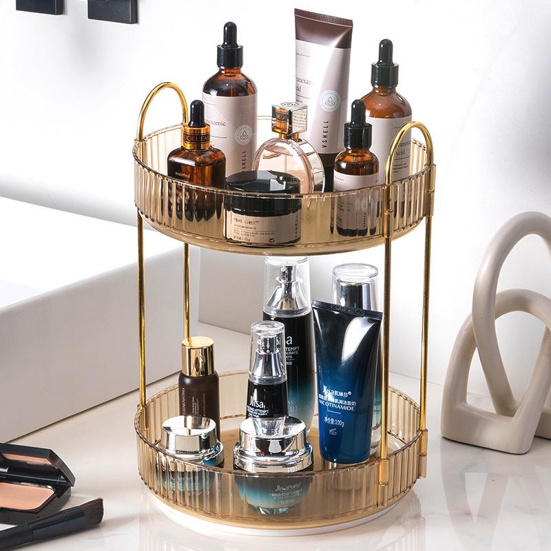 Luxury Rotating Cosmetic Organizer: Bathroom Shelf & Dressing Table Storage for Lipsticks & Skincare Products