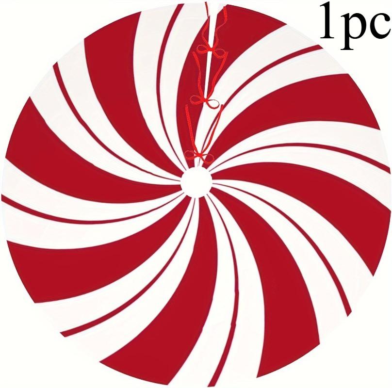 

1 шт. Юбка для рождественской елки, дизайн «Леденец», односторонняя печать, декор для праздничной вечеринки, безопасный шнурок, современная и простая ткань 120x120cm