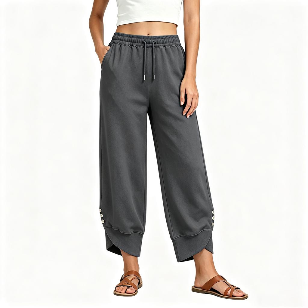 Women's Casual Loose Fit Drawstring Wide Leg Pants with Pockets