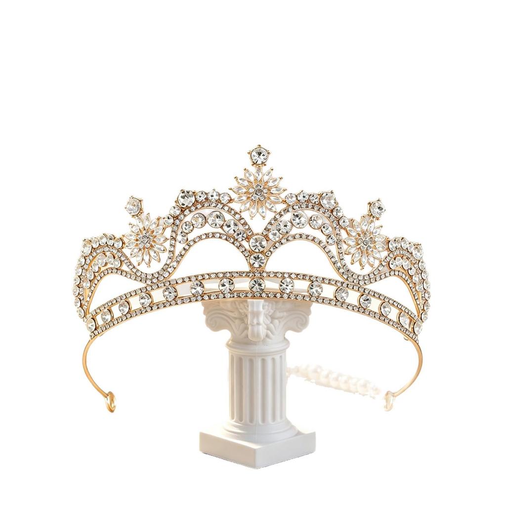 Korean Crystal Crown Wedding Headdress with Shiny Diamonds - Grand Princess Frozen Headband for Birthdays and Parties
