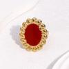 Stainless Steel Sun Flower Red Drip Oil Rings for Women Men Niche Personality No Fading Opening Rings Party Jewelrty Accessories