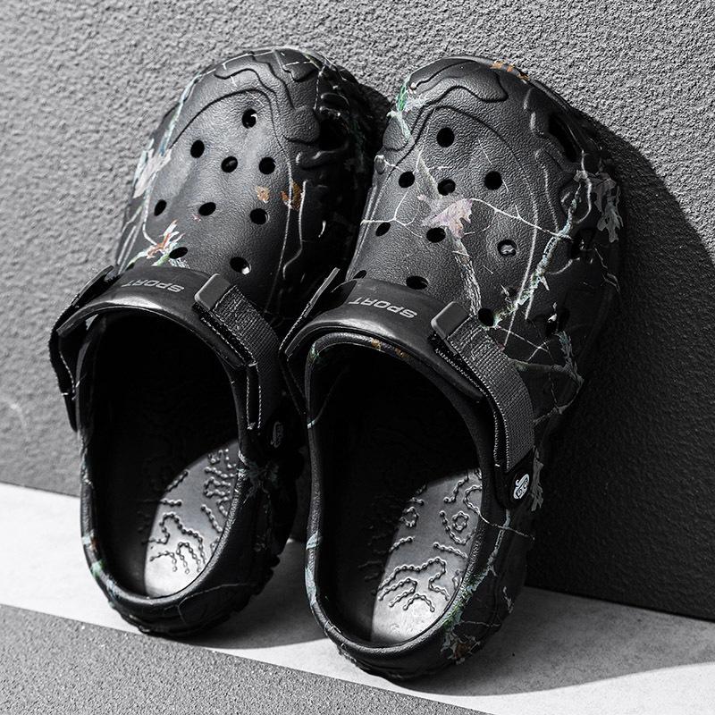 

Две модные классные тапочки, пляжная обувь, сумка-мешок, большие размеры, мужская летняя легкая обувь с отверстиями для отдыха на природе 47 чёрный