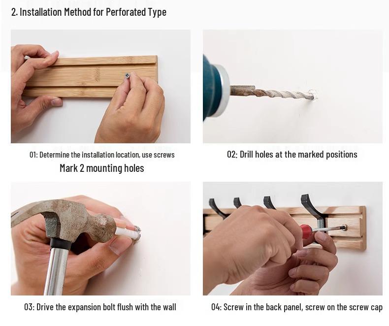 Wandmontierter Flur Garderobenständer mit Haken für Mäntel und Hüte