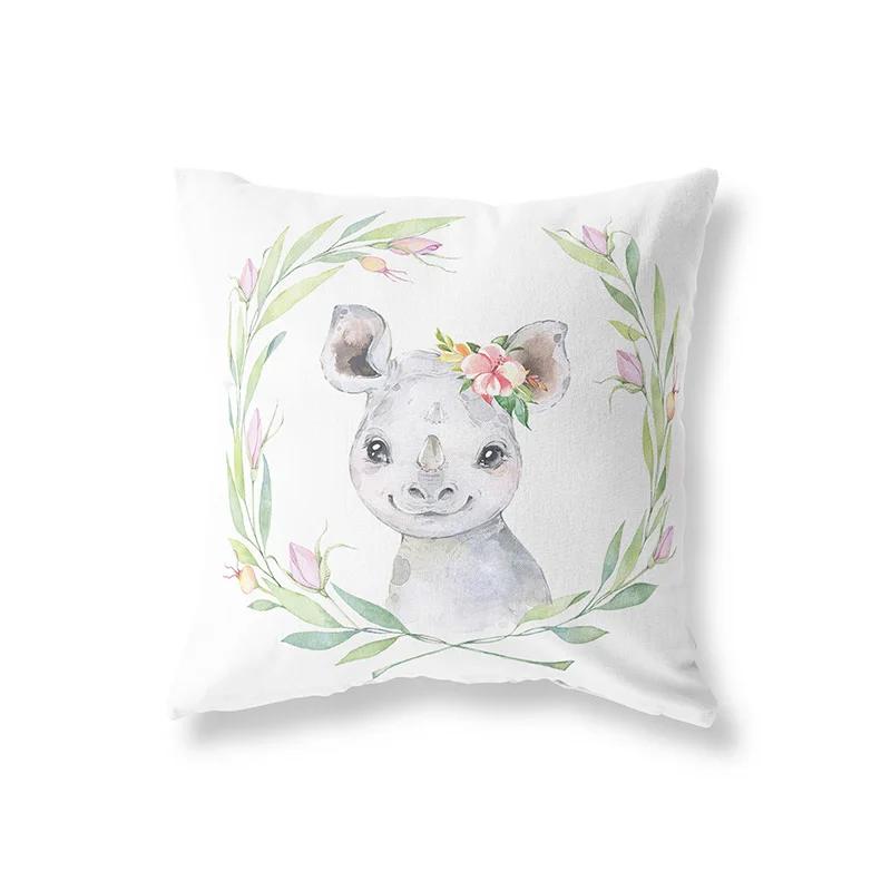 Cute Rabbit Giraffe Animals Children Room Decor Polyester  Cushion Cover Sofa Pillow  Home Decoration Throw Pillowcase