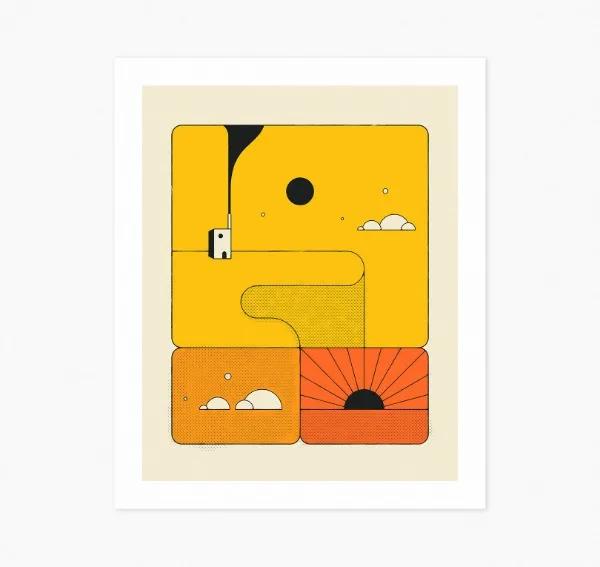 Minimalist Abstract Painting Poster Sunset Illustration Science Fiction Canvas Printing Home Room Wall Decor Frameless Painting