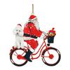 Santa Riding A Bicycle with A Dog Ornament Cute Acrylic Santa Claus Christmas Tree Ornament for Holiday Party Decoration