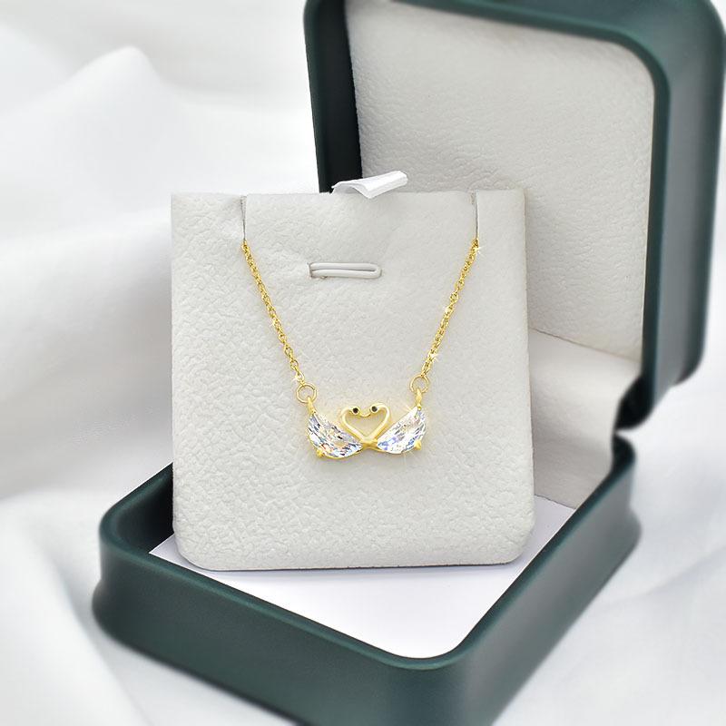 Summer Zircon Double Swan Necklace Female Star Street Shot High-End Beautiful Pendant
