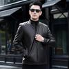 Futing Men's Genuine Leather Stand Collar Jacket