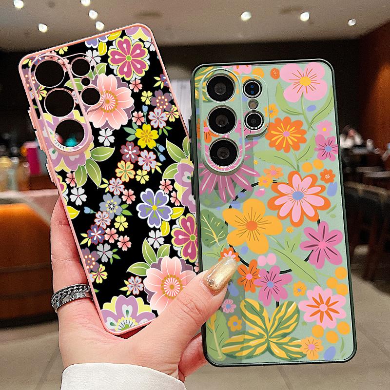 Magnetic Flower Pattern Phone Case For Samsung Galaxy S26 S25 Ultra Edge S24 S23 FE A57 A17 A56 A37 A16 A55 A36 A54 A15 5G Cover