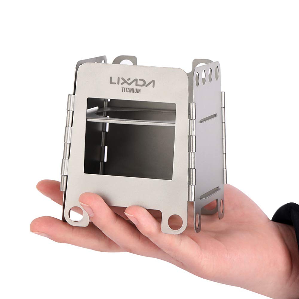 Lixada Alcohol Stove, Wood Stove, Titanium, Lightweight, Easy Assembly, Eco-Friendly, Includes Storage Bag, Firewood, Wood Stove, Outdoor Stove, Disas