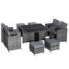 8-Seater Rattan Dining Set Garden Furniture Cushion Seat Woven Rattan Grey