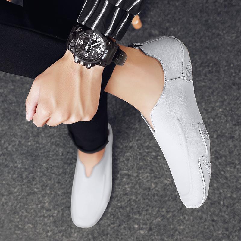 White Black Leather Lazy Driving Comfortable Soft For Men Dress Men'S Formal Shoes Loafers Moccasins Breathable Slip On