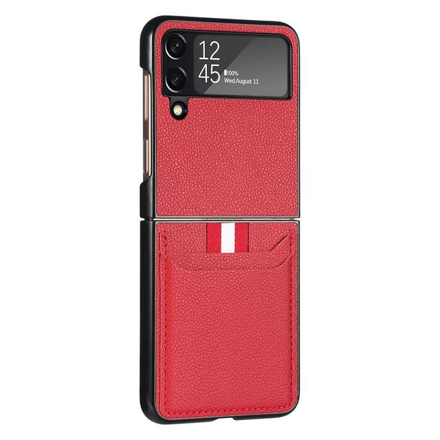 Non -Slip Card Pocket Portable Leather Case For Samsung Galaxy Z Flip4 Flip 4 Flip3 Flip 4 Zflip4 5g Mobile Phone Accessories