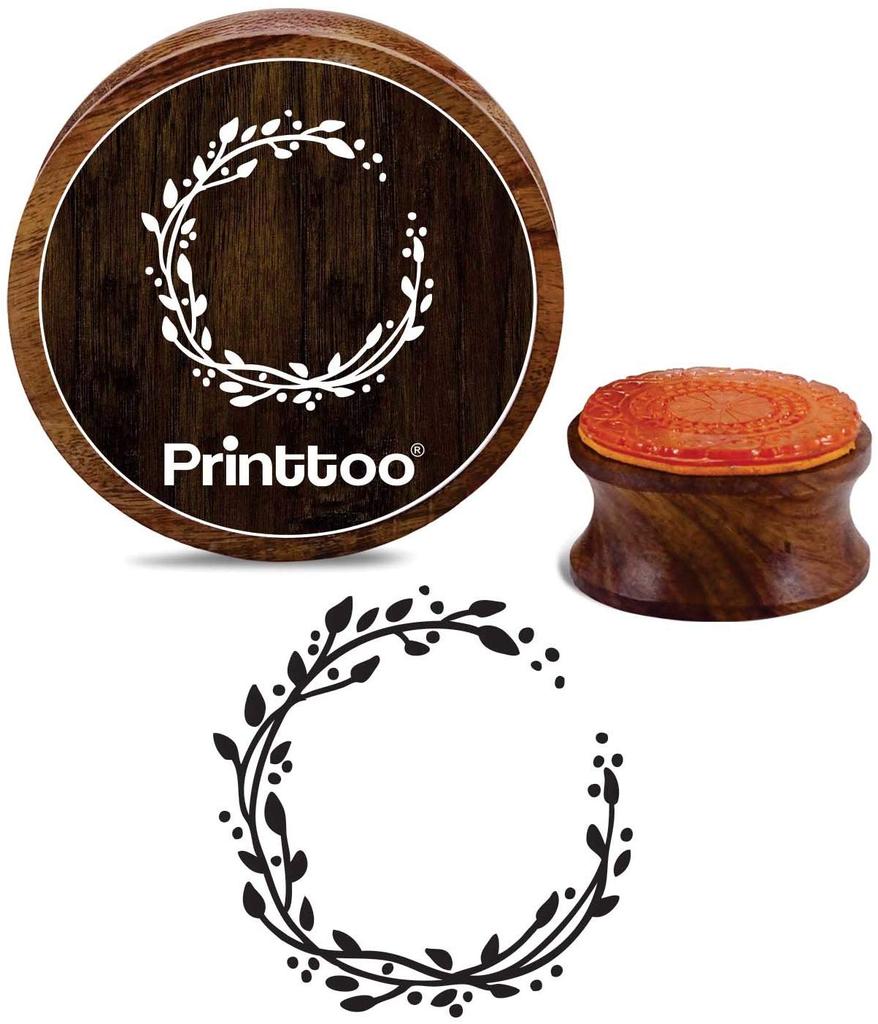 Printtoo Scrap-booking Round Leaf Wreath Wooden Rubber Stamp Craft Stamps-2