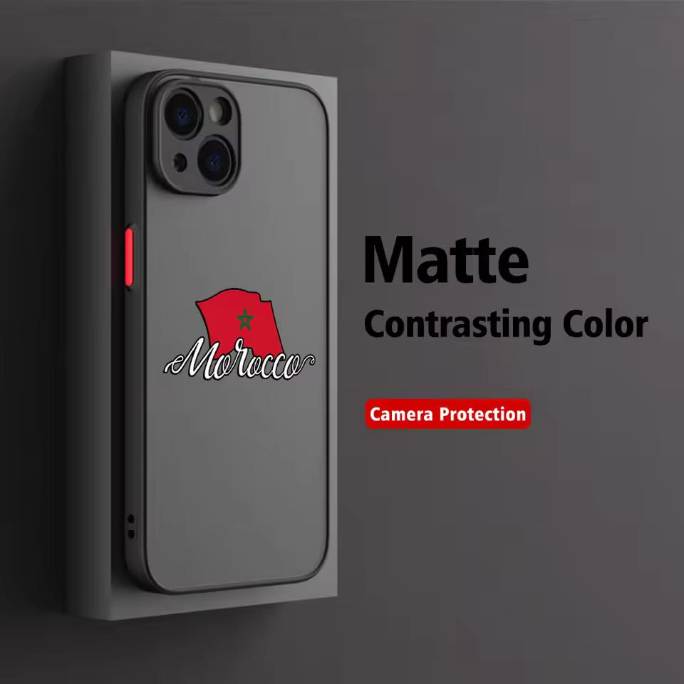 Marokkaanse Paspoort Kaart Mat Transparant Voor iPhone Hoesje 17 16 15 14 13 12 11 Pro XR XS Max 7 8 Plus Anti-Val Telefoon Y2K Cover