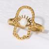 European & American Fashion: 18K Gold Devil's Eye Open Ring In Retro Titanium Steel