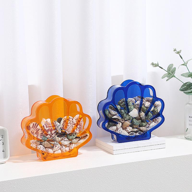 Coin Jar Creative Seashell Storage Box Desktop Organizer Colorful Clear Acrylic Box For Desktop Collection Display Gift