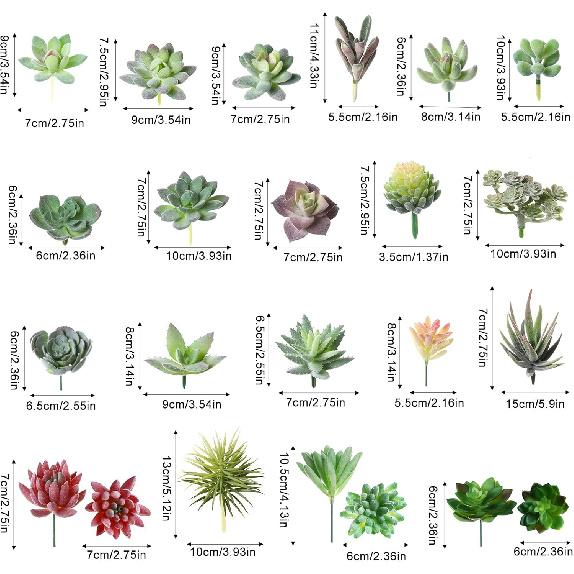 Yunsailing 40 Pieces Artificial Succulent Plants Faux Realistic Unpotted Mini Succulents for DIY Garden Home Office Indoor Decor (Fresh)