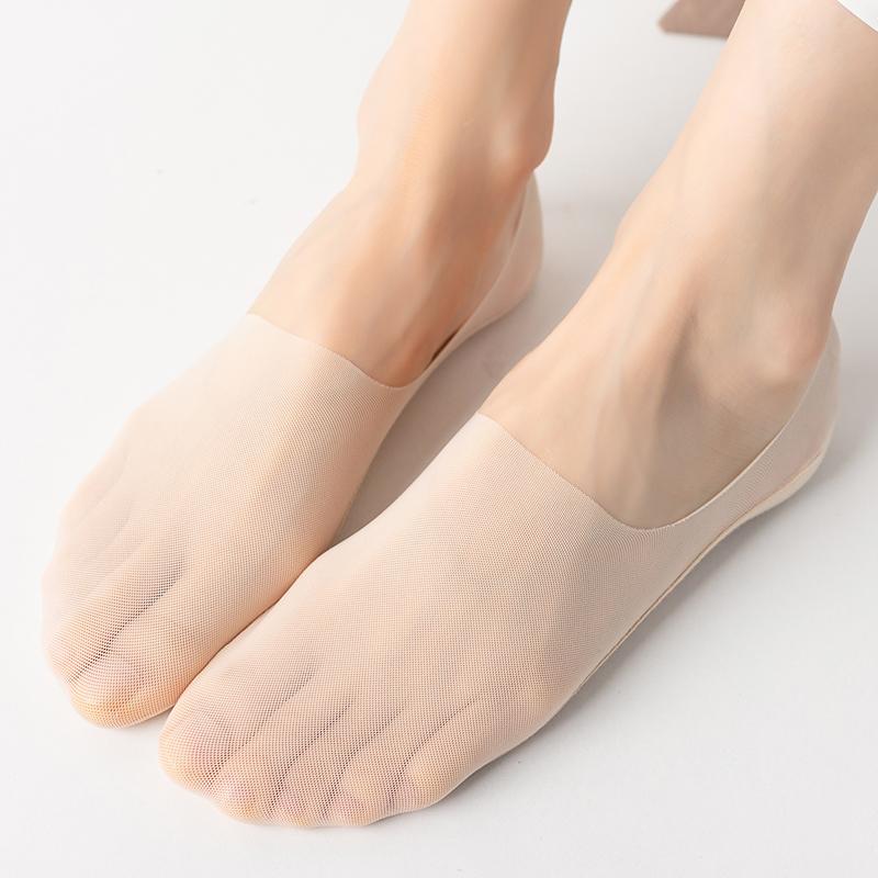 1Pairs Women Invisible Boat Socks Breathable Silicone Non-slip Ultra-thin Sock Slippers High Quality Elastic Ice Silk Low Sox