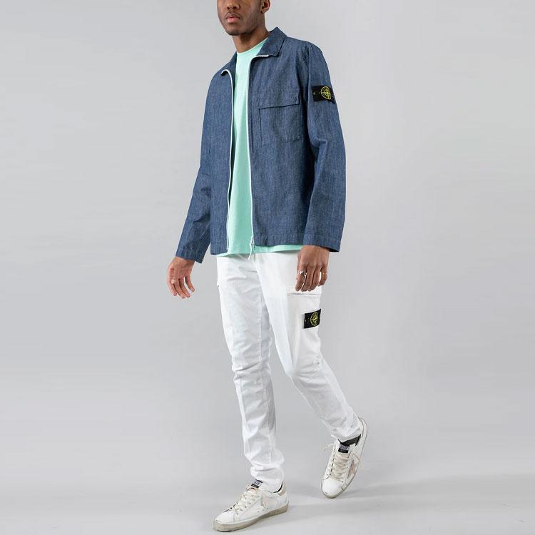 Stone Island Logo Polo Jacket Men jackets Blue 741511207-WASH