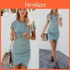 Elegant Womens Asymmetric Bodycon Short Sleeve Holiday Summer Party Mini Dress