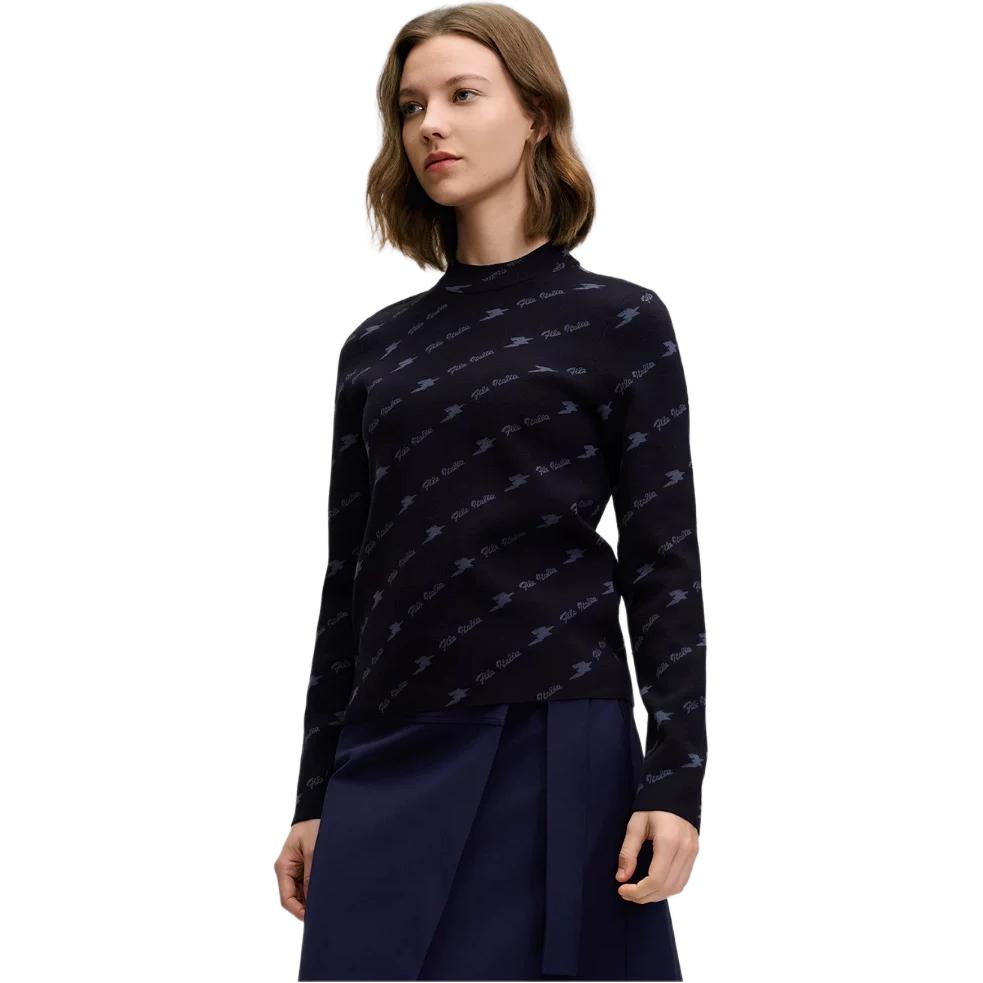 Fila Smaragd Mode Bequemer Pullover Langarm Strickpullover Damenpullover Legendär-Blau F11W514405F-NV