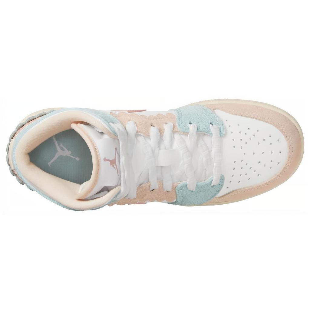 Zapatillas Air Jordan 1 Mid SE GS Scalloped Edge Niños Verde Blanco Rosa-Oxford DZ5361-100