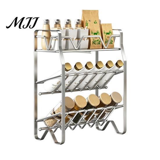 Stainless Steel Seasoning Rack Spice Rack, 2/3/4 Tier Condiment Organizer for Multi Layer Countertop, Multi-purpose Multi-Layer Bottle Holder Kitchen