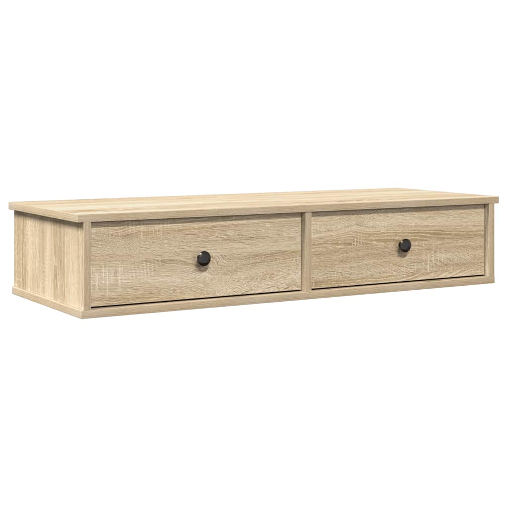 Vidaxl Półka Ścienna Z Szufladami, Dąb Sonoma, 100X37,5X19 Cm