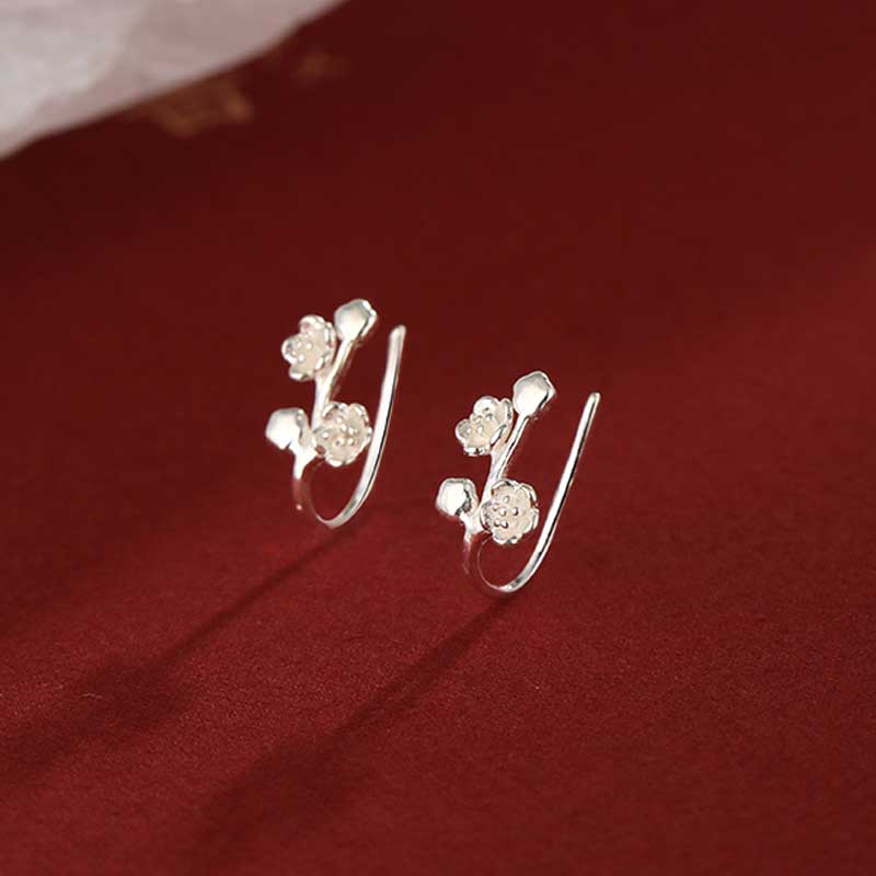 

New S925 Sterling Silver Flower Simple Fashion Club Stud Earrings Women Exquisite Student Girlfriend Wedding Gift Fine Jewelry