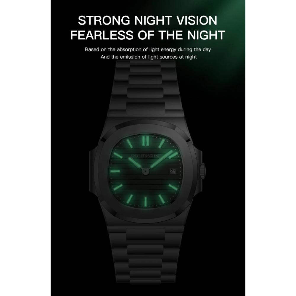 Specht & Söhne New Fashion Ultrathin Mens Watch 39MM Quartz Wristwatch Stainless Steel Waterproof Calendar 5711 Watches For Men