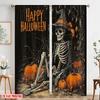 2pcs,2D plane printing Minimalist Curtains Spooky Skull & Pumpkin 100% Polyester (without rod) Art Deco Festive Perfect for