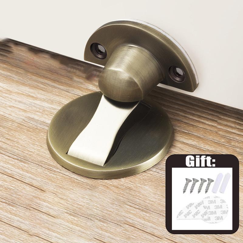 Dop de ușă invizibil puternic magnetic din aliaj de zinc, anti-coliziune, fără găurire, suporturi de ușă cu opritor, montat pe podea, opritor de ușă fără cuie