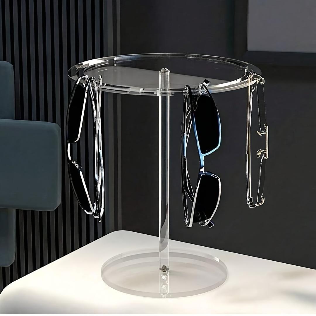 Transparent Round Acrylic Glasses Stand Elevated Design Desktop Eyeglass Storage Organizer Rack чистый