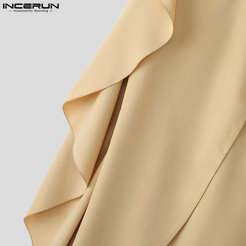 INCERUN Vyriški vasariniai sluoksniuoti nereguliariais skeltais galais kasdieniai tunikos viršūnės marškinėliai