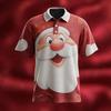 Weihnachten Lustiger Weihnachtsmann 3D-gedrucktes Herren-Kurzarm-Poloshirt Mode Revers-Knopfhemd Lässig Festival Herrenbekleidung