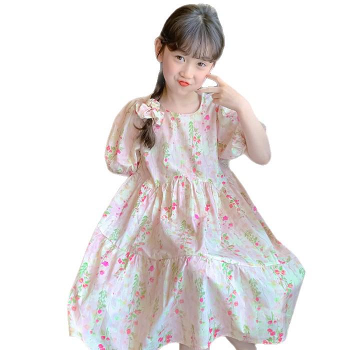 Girls' Floral Mori-Style Summer Princess Dress - Cute Long Skirt for Kids