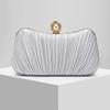 Satäng plisserad klänningsväska, dansfestväska, bröllopsväska, bankett mångsidig axelväska, sned lätt lyx messenger ny modell