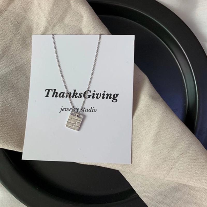 Beixi Silverware S925 Sterling Silver Minimalist Tag Pendant Necklace - Elegant and Versatile Design 925 Silver
