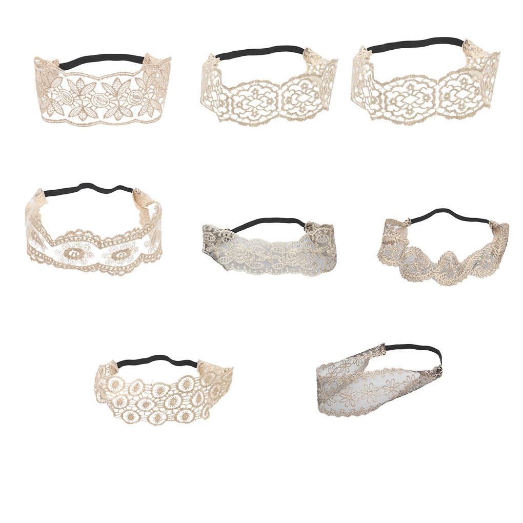 Bandeaux en Dentelle Bandeau Lavage du Visage Extensible Décoration Large Accessoire de Mode Accessoires de Coiffure Turban pour Femmes Filles