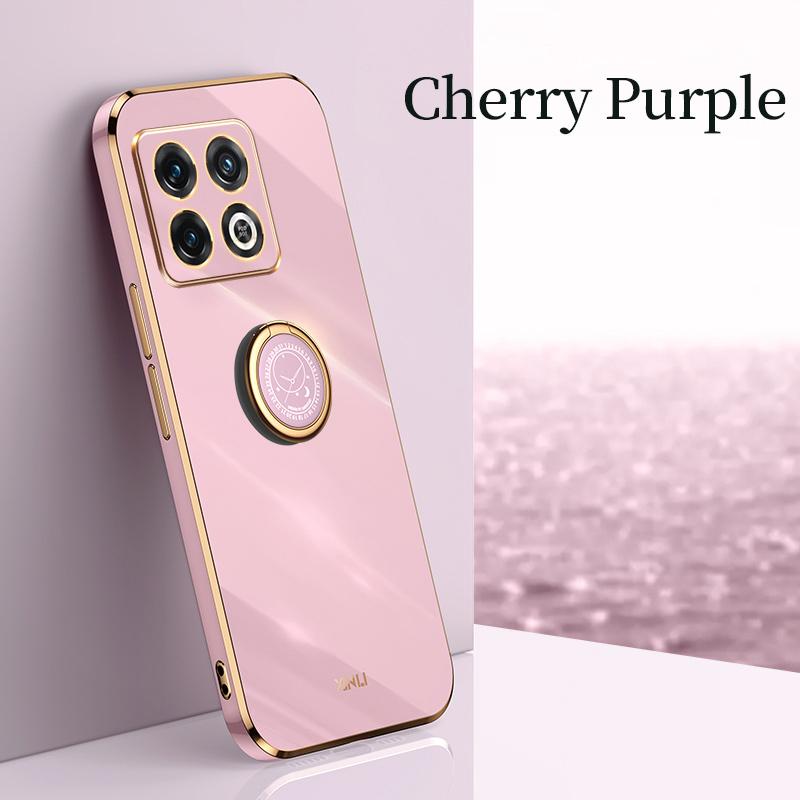 Luxury Plating Ring Holder Soft Silicone Case For OnePlus 10 9 Pro 9R 9RT 8T Shockproof Bumper Lens Protection Stand TPU Back Cover Shell