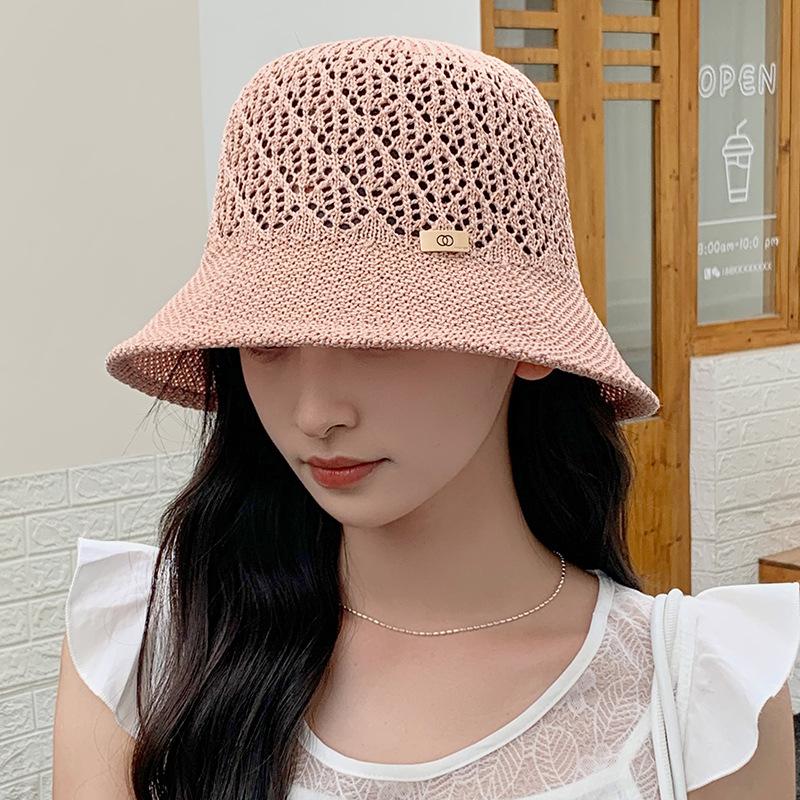 Female Spring Sun Protection Hollow Hat Summer Breathable Sun Shield Hat Versatile Fisherman Hat Bucket Hat