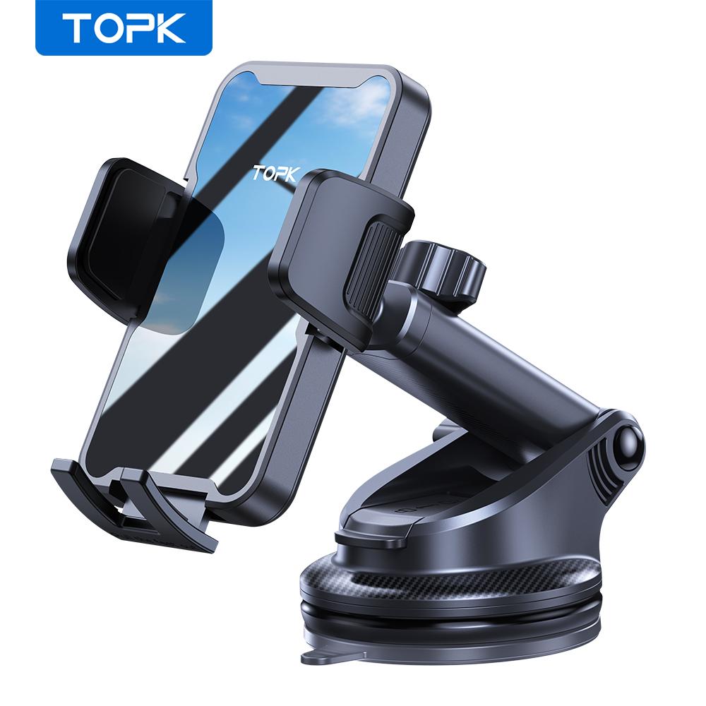 

TOPK Adjustable Car Phone Holder Dashboard Mount 360 Rotation for iPhone 17 16 15 ProMax SamsungS25 Ultra Hands Free Automobile чорний